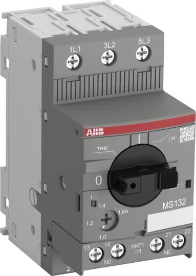 ABB - Disjoncteur moteur MS132 0.10 À 0.16A-IMG 1.56A-100KA+1NO+1NF
