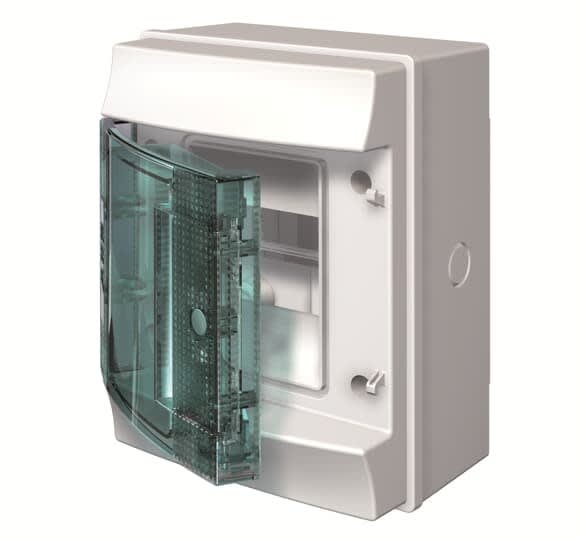 ABB - Mistral65H- Coffret Etanche -1 Rangée -4 modules-Porte Transp.-RAL7035-GWT 750°c