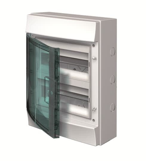 ABB - Mistral65H- Coffret Etanche-2R x 12 modules-Porte Transp.-RAL7035-GWT 750°c