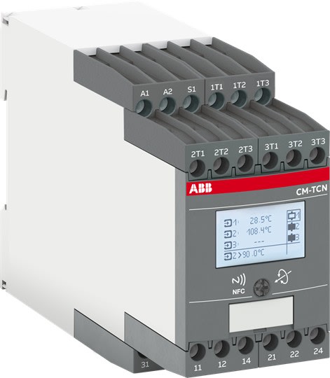 ABB - CM-TCN.012P Rel. temp 3 sondes LCD+NFC 200..+850°C 24-240VAC/DC Push-in Modbus