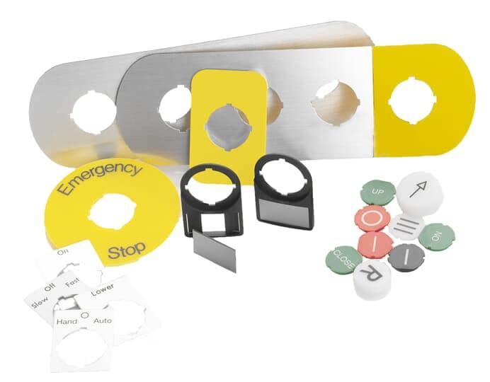 ABB - Porte-étiquettes noir avec étiq. encliquetable pour arrêts d'urgence