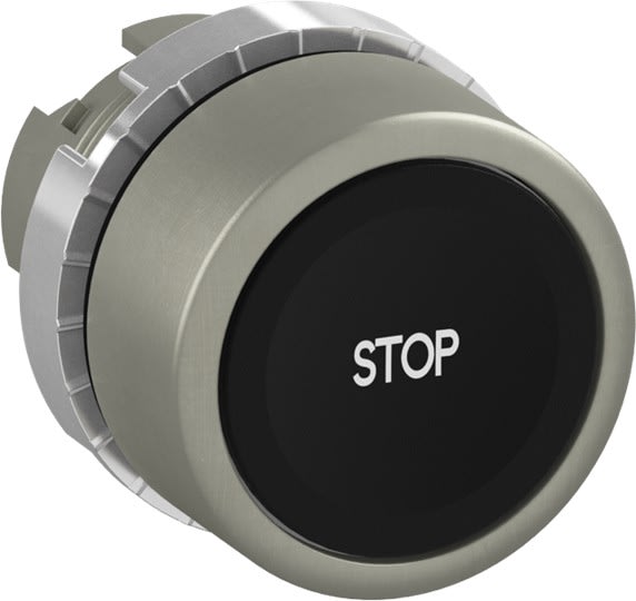 ABB - Bouton poussoir - Non lumineux - Affleurant - Noir - Marquage STOP