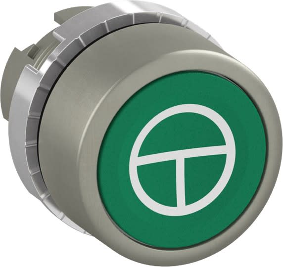 ABB - Bouton poussoir - Non lumineux - Affleurant - Vert - Marquage T
