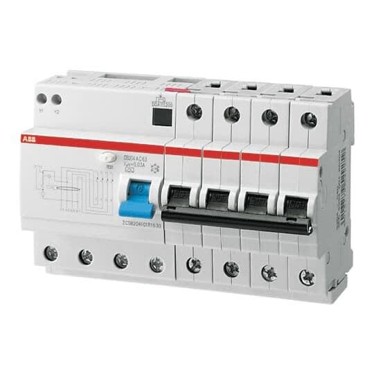 ABB - DS204 Disjoncteur Différentiel - 4P - 20A - courbe B - 10000A/15kA - 30mA Type