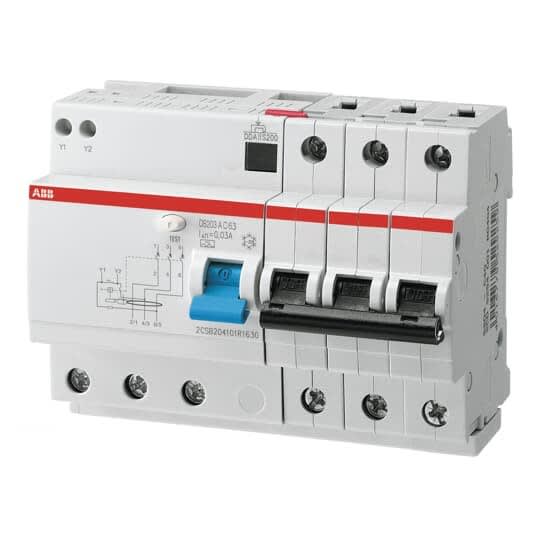 ABB - Disjoncteur Différentiel - BLOC. DIFF. (DDA203)+DISJ. (S203) 6kA- A-C-63A 30mA