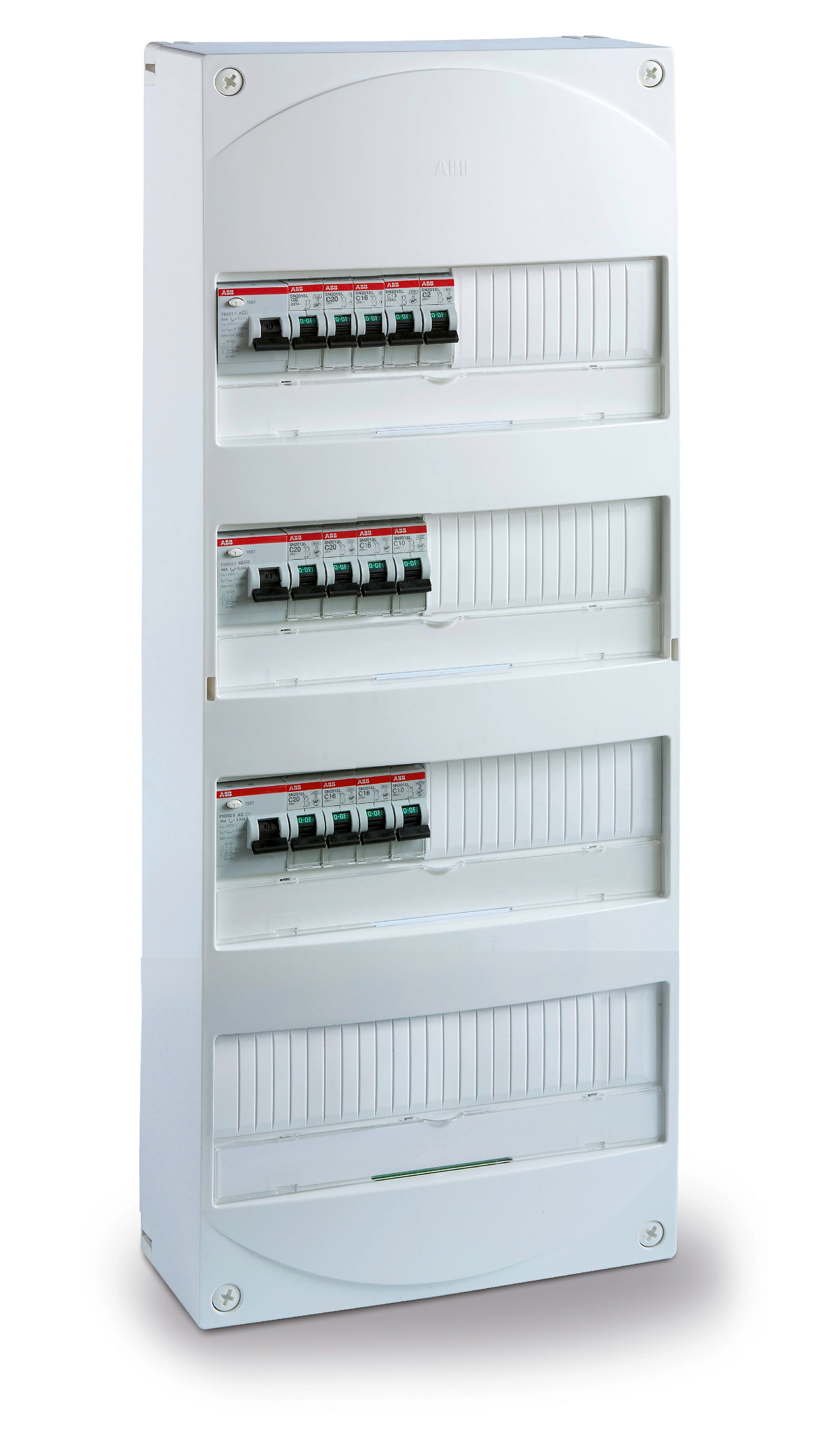 ABB - TABPCT3AUTOELEC Tableau Précâblé 4 Rangées 2xID63AC 1xID63A -13 Disj. Auto