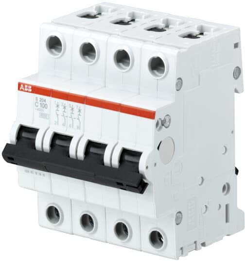 ABB - S200 Disjoncteur modulaire- 4P - 100A - Cbe C - 6000A/6kA (4 modules)-peignable