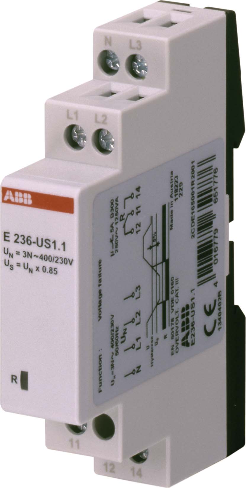 ABB - E236-US1.1 Relais Sous-Tension 3Ph/N 400 Vac -Seuil Fixe 195V-1 Contact Inv.