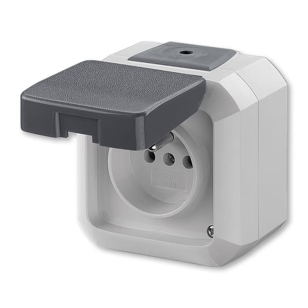 ABB - Prise étanche 2P+T 16A-250V - IP54 - Saillie -Connexion Auto-Grise + capot noir