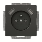 ABB - Futur Linear / Prise de courant 2P+T avec USB intégré et enjoliveur - Noir