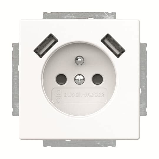 ABB - Futur Linear / Prise de courant 2P+T avec USB intégré et enjoliveur - Blanc
