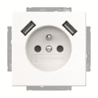 ABB - Futur Linear / Prise de courant 2P+T avec USB intégré et enjoliveur - Blanc