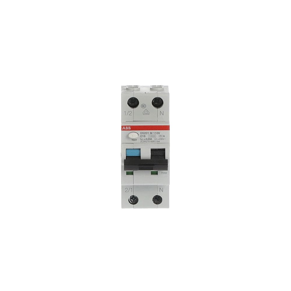 ABB - Disjoncteur Différentiel (1P/N-neutre à droite) DS201 M C16 A30 110V NAD