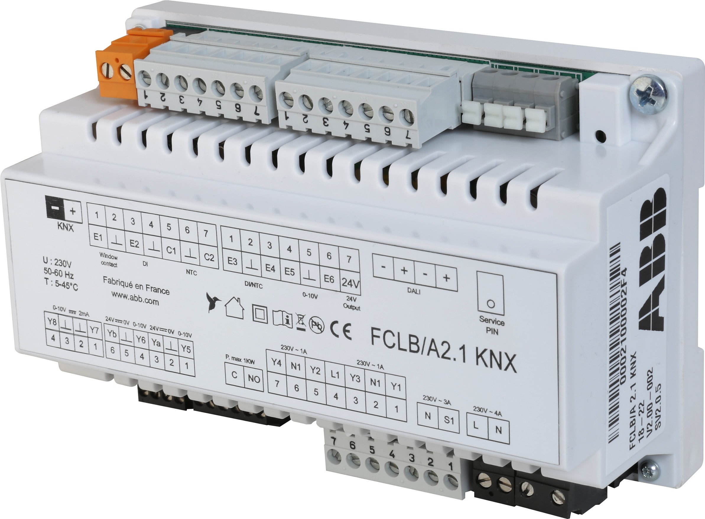 ABB - Régulateur KNX Dali moteur 0-10V 2 vannes 230V 2 sorties 0-10V 2 stores 230V