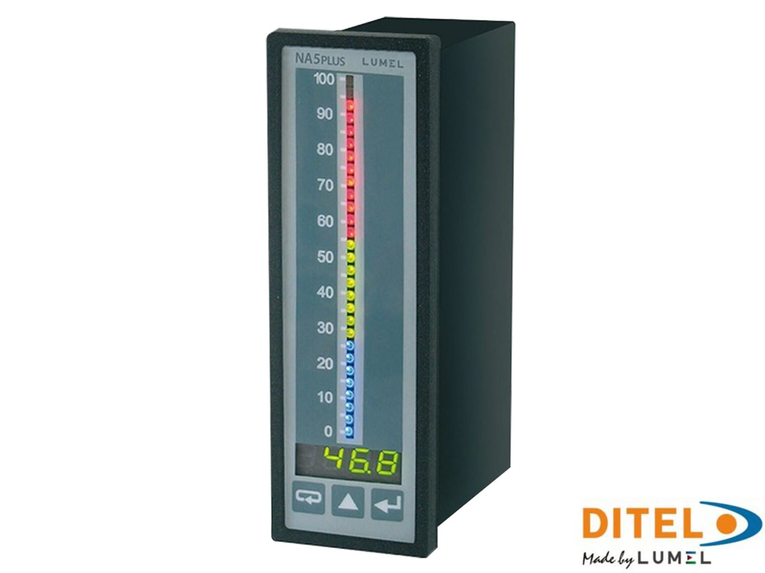 Ditel - INDICATEUR BARGRAPH 1 CANAL,RG,VERT,UNIV,1×0/4-20mA, 1×0-10V,4REL,93-2
