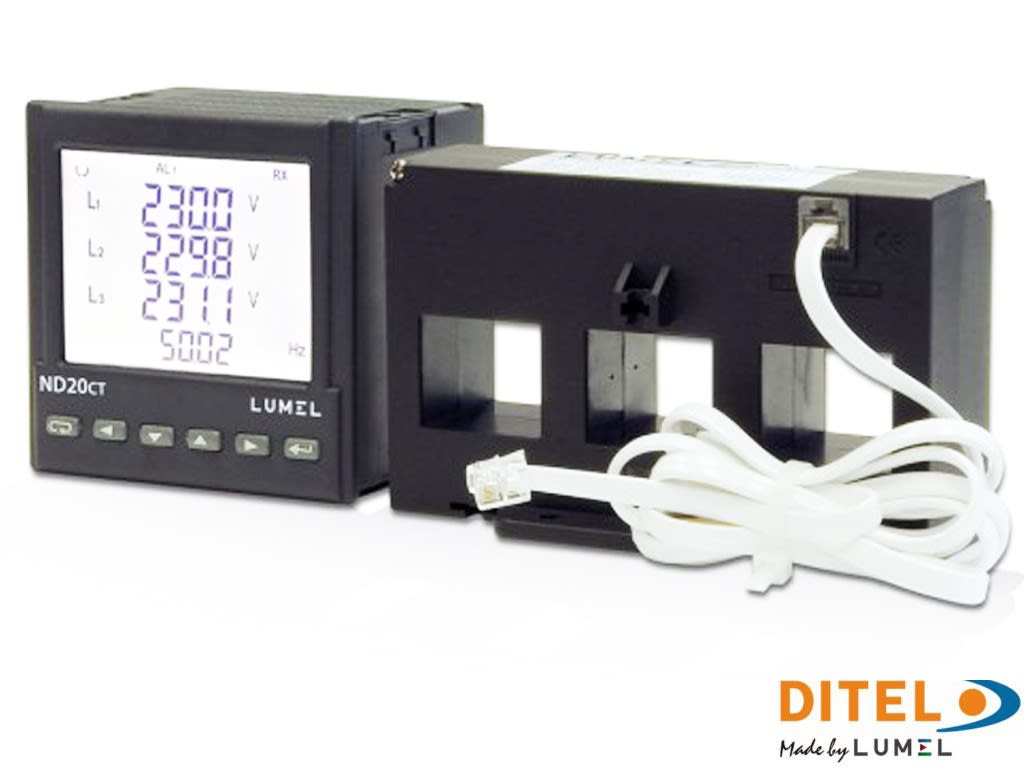 Ditel - 3-Phase network meter  smart CT, LCD, 230/400V, 85-253 VAC/DC  C/CERTCAL