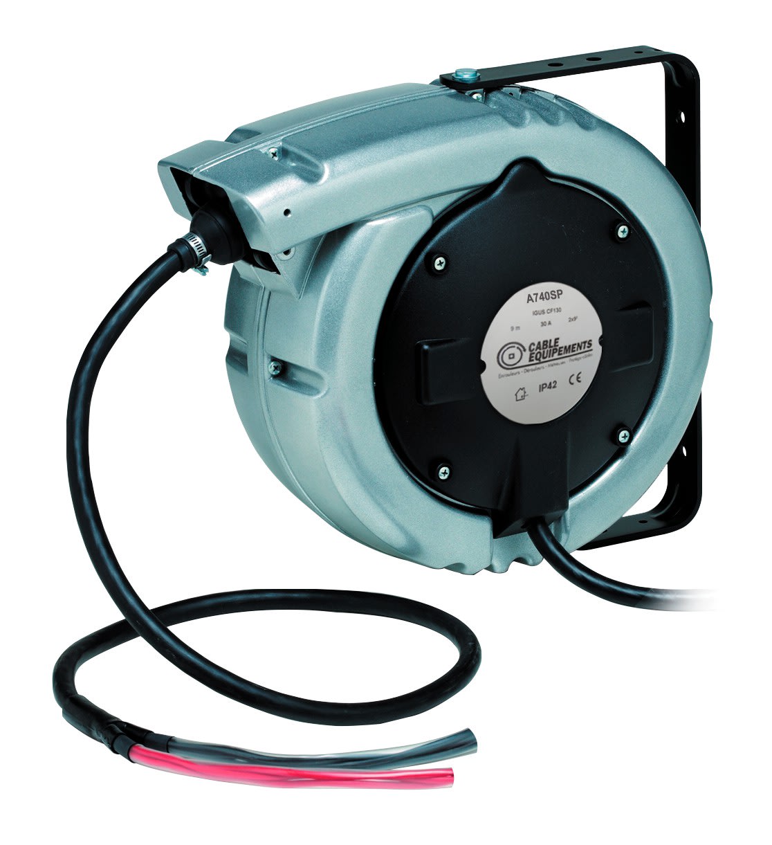 Cable Equipements - Enrouleur rappel auto pour charge de BATTERIE - 9m 2x9² IGUS CF130 - IP42 -