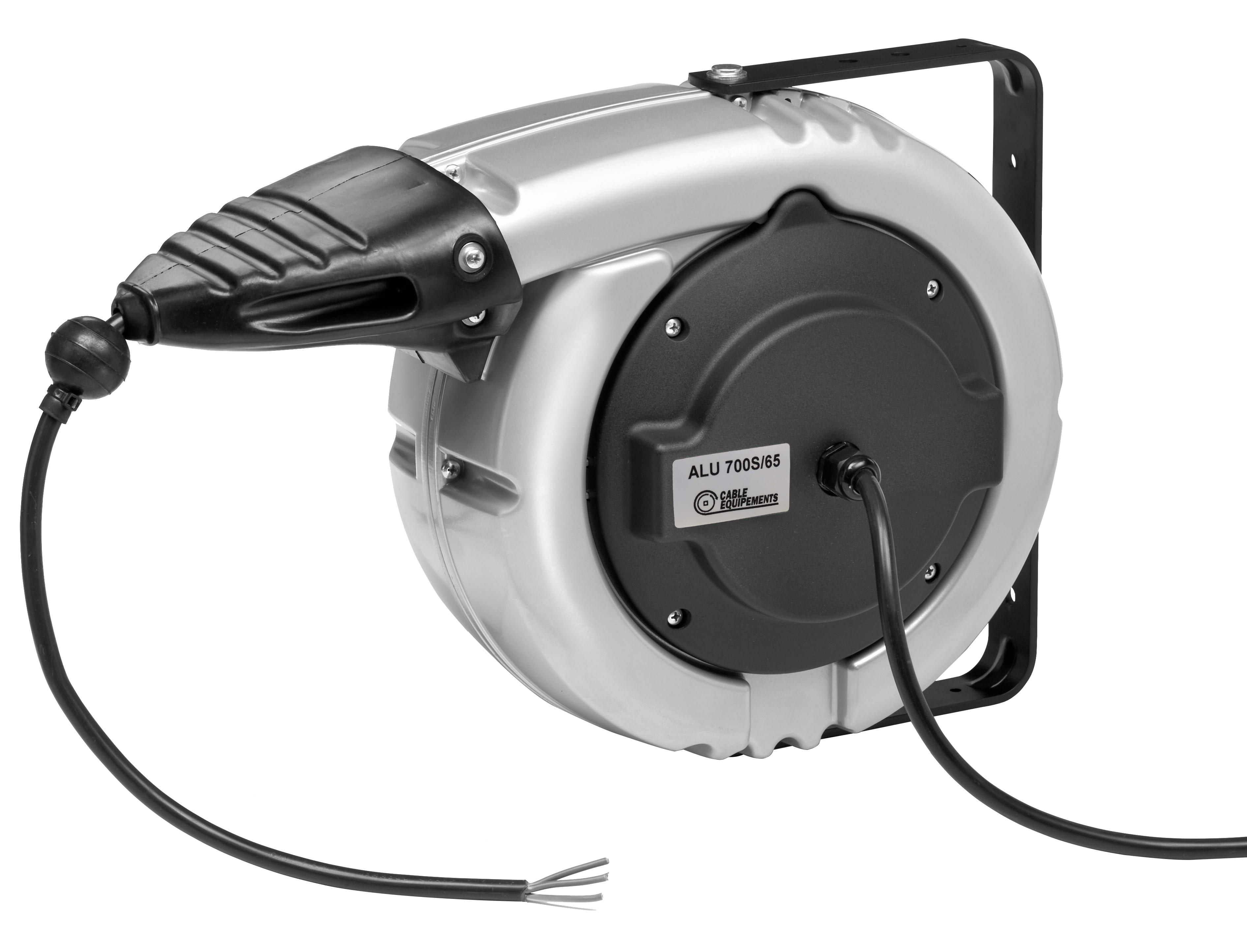 Cable Equipements - Enrouleur automatique - 10+2m - 5G2,5² H05VV-F - Bride pivotante - Carter fermé