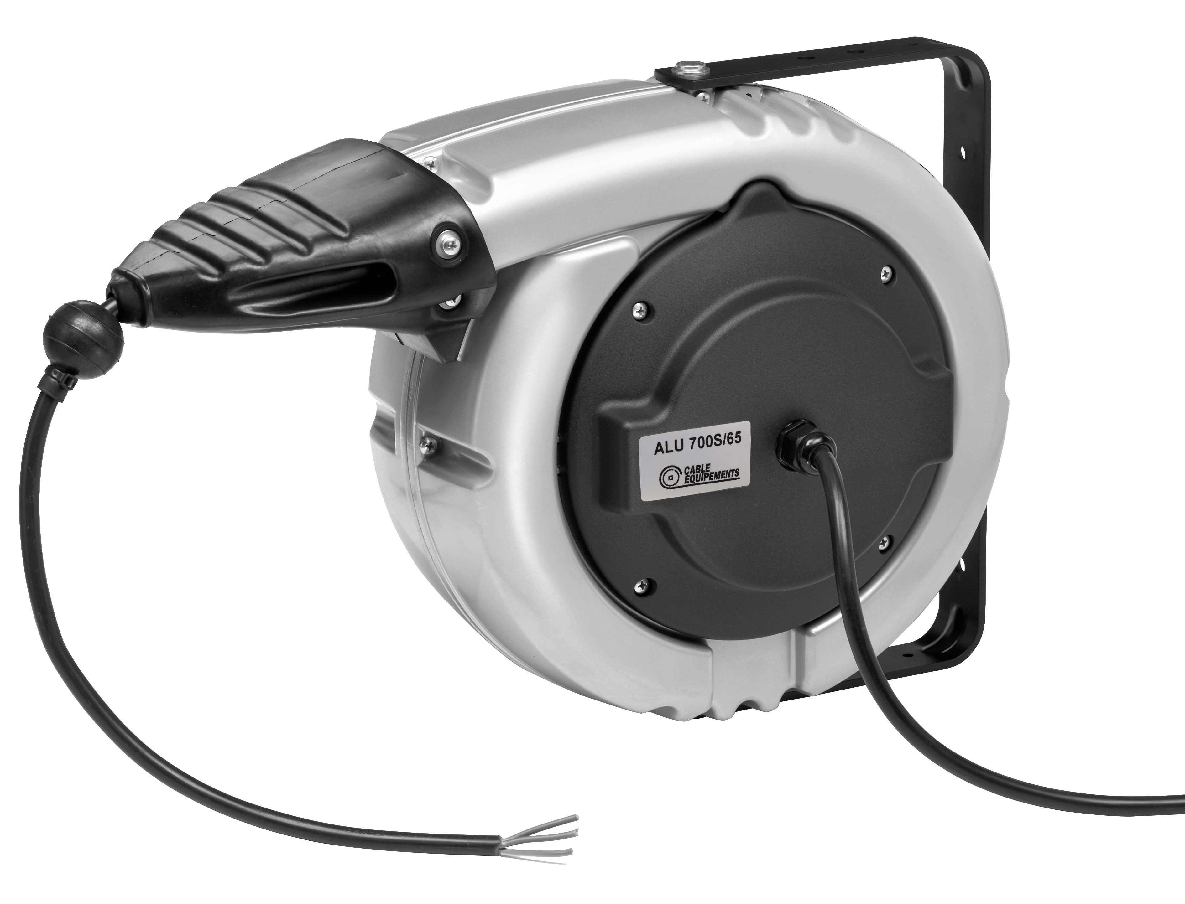 Cable Equipements - Enrouleur automatique - 15+2m - 5G1,5² H05VV-F - Bride pivotante - Carter fermé
