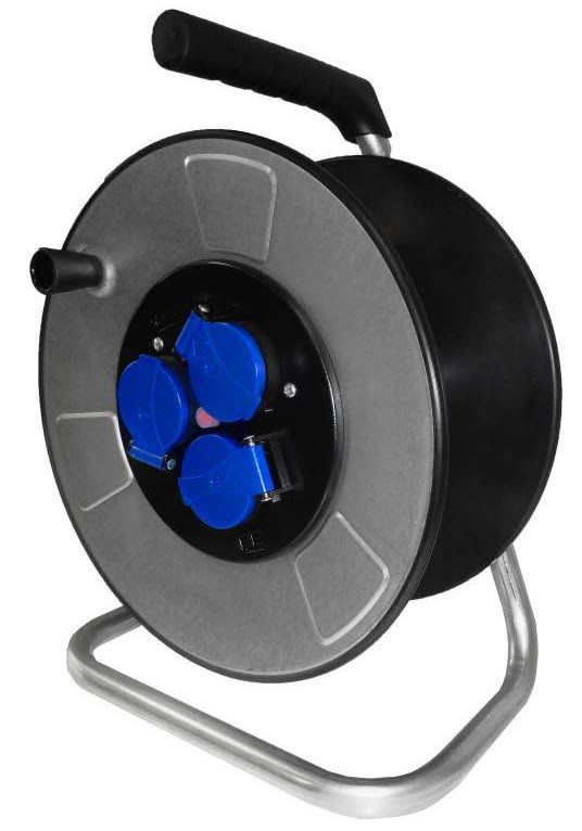 Cable Equipements - Enrouleur à manivelle EM050P avec 3 prises femelles 2P+T 16A/230V avec capots -