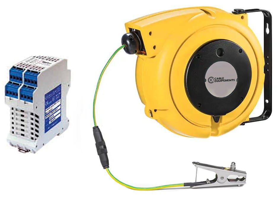 Cable Equipements - Système complet mise à la terre : enrouleur rappel auto ATEX (10m 1x4mm²+2x1mm²,