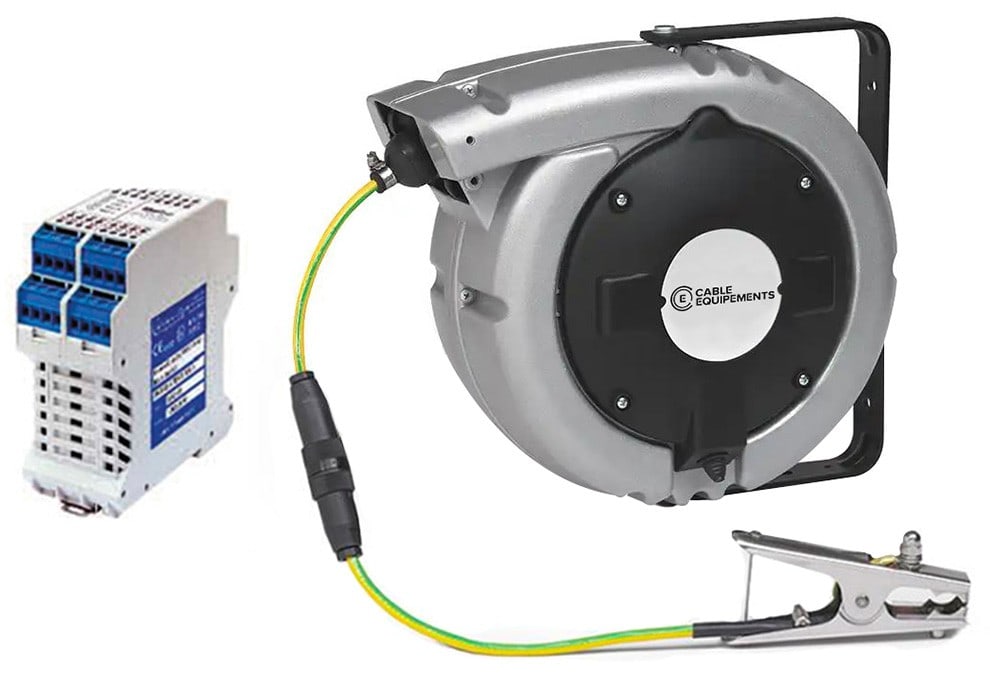 Cable Equipements - Système complet mise à la terre : enrouleur rappel auto ATEX (20m 1x4mm²+2x1mm²,