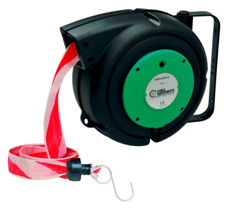 Cable Equipements - Enrouleur rappel auto SIGNALISATION P5-BR - 20m bande rouge/blanche -