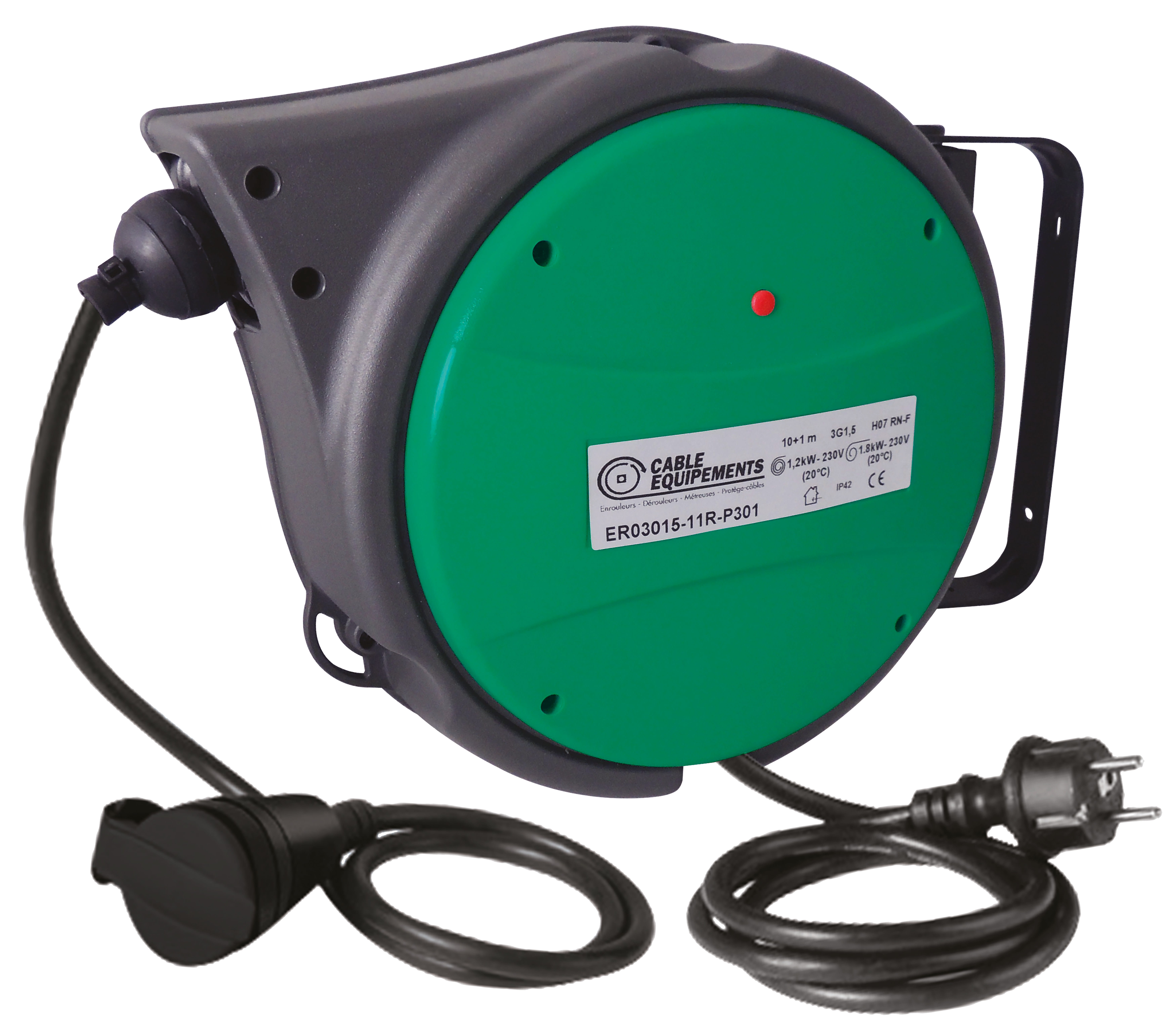 Cable Equipements - P301 enrouleur rappel automatique - Gamme EURO garantie 3 ans - 10+1m 3G1,5²