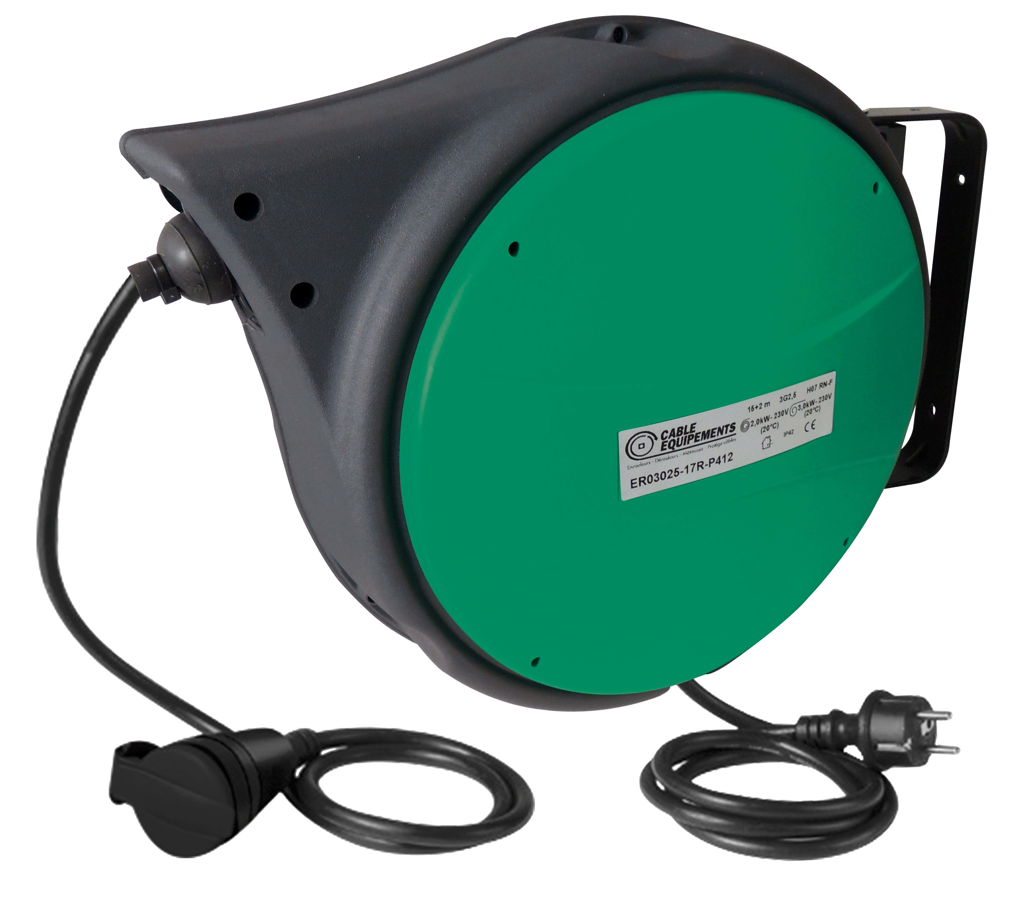 Cable Equipements - P412 enrouleur rappel automatique - gamme EURO garantie 3 ans - 15+2m 3G2,5²