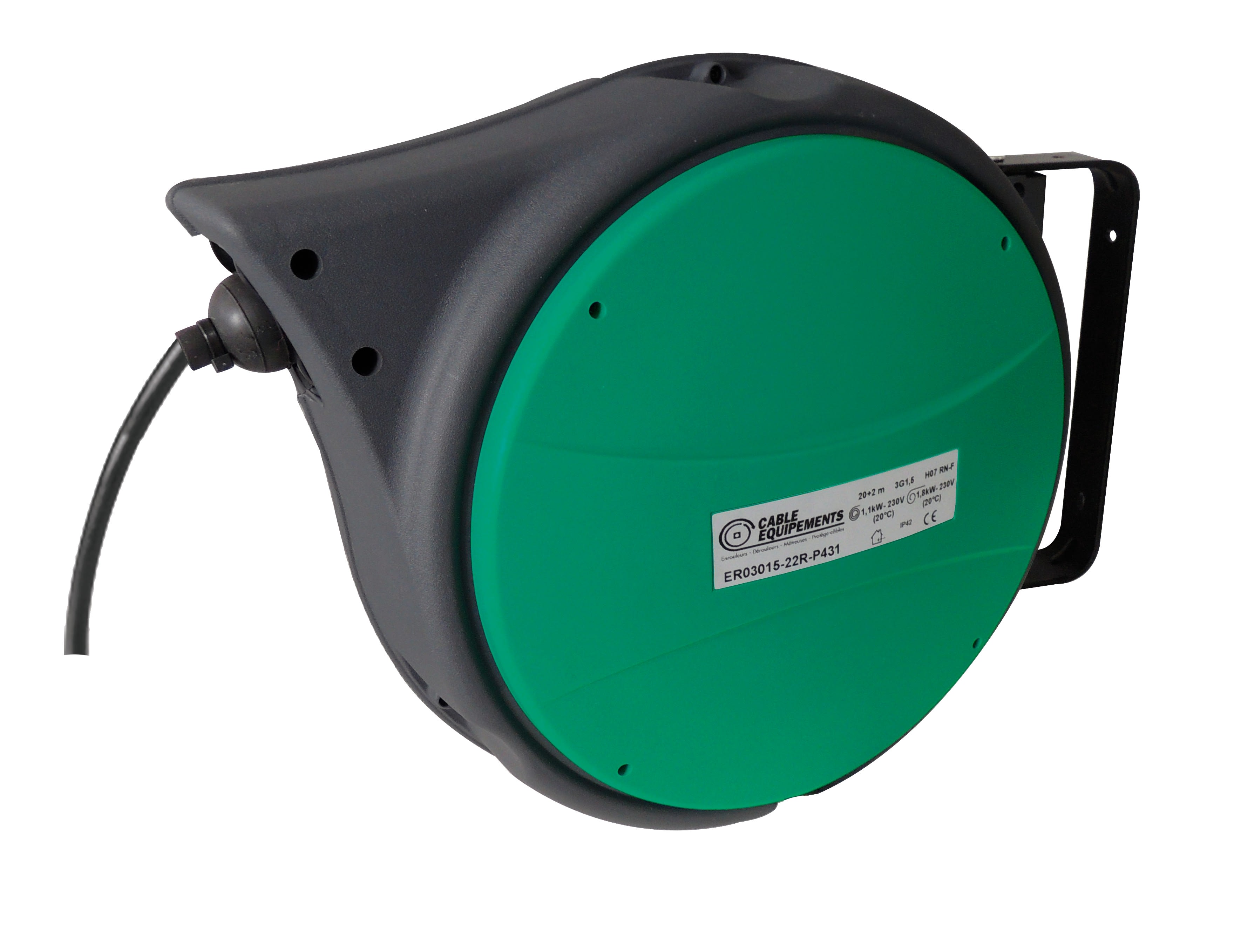 Cable Equipements - P431 enrouleur à rappel automatique - Garantie 3 ans - 20+2m 3G1,5²