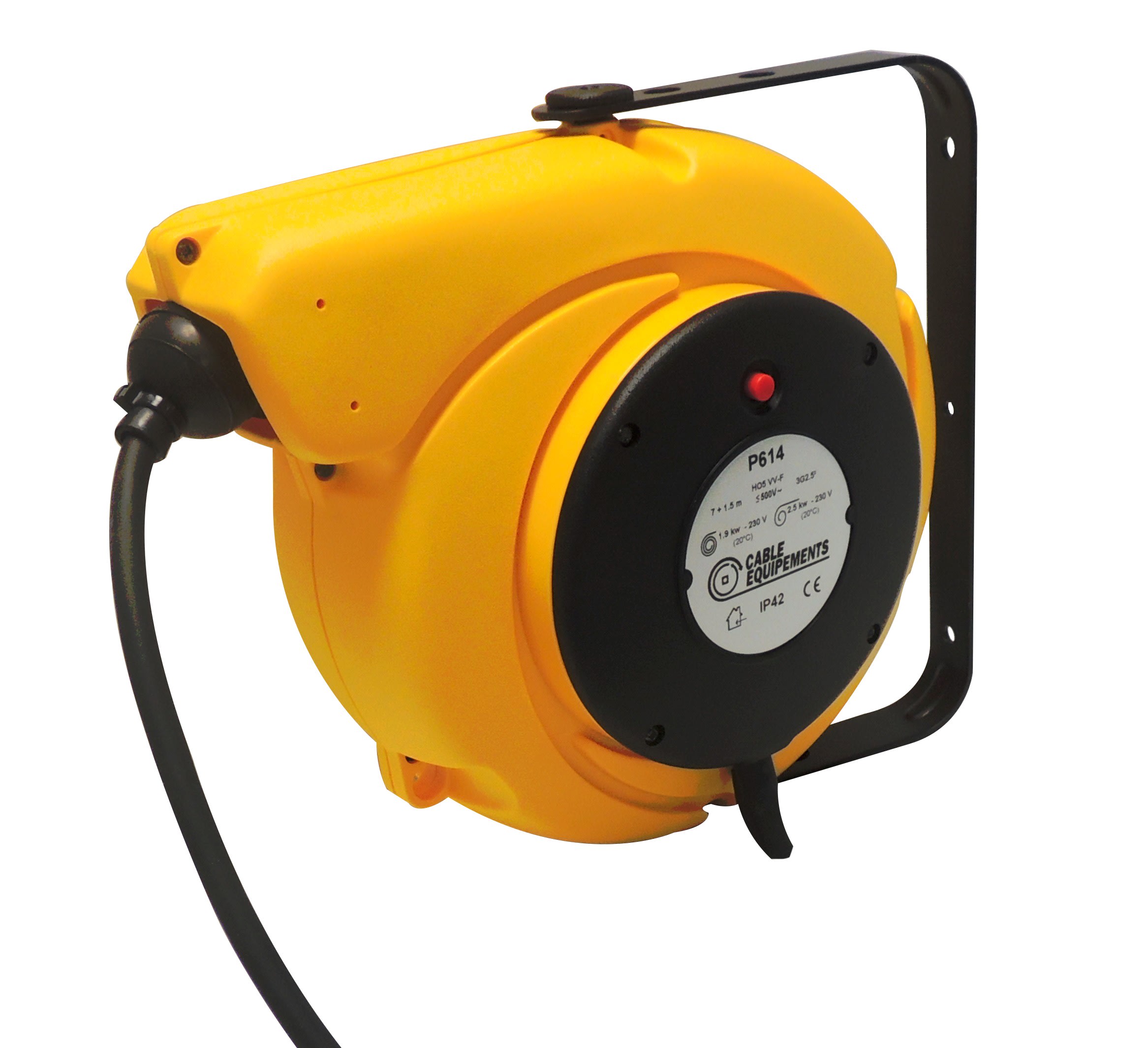 Cable Equipements - P614 : enrouleur rappel auto PLT 600 - 07+1.5m 3G2,5² HO5VV-F - IP42 -