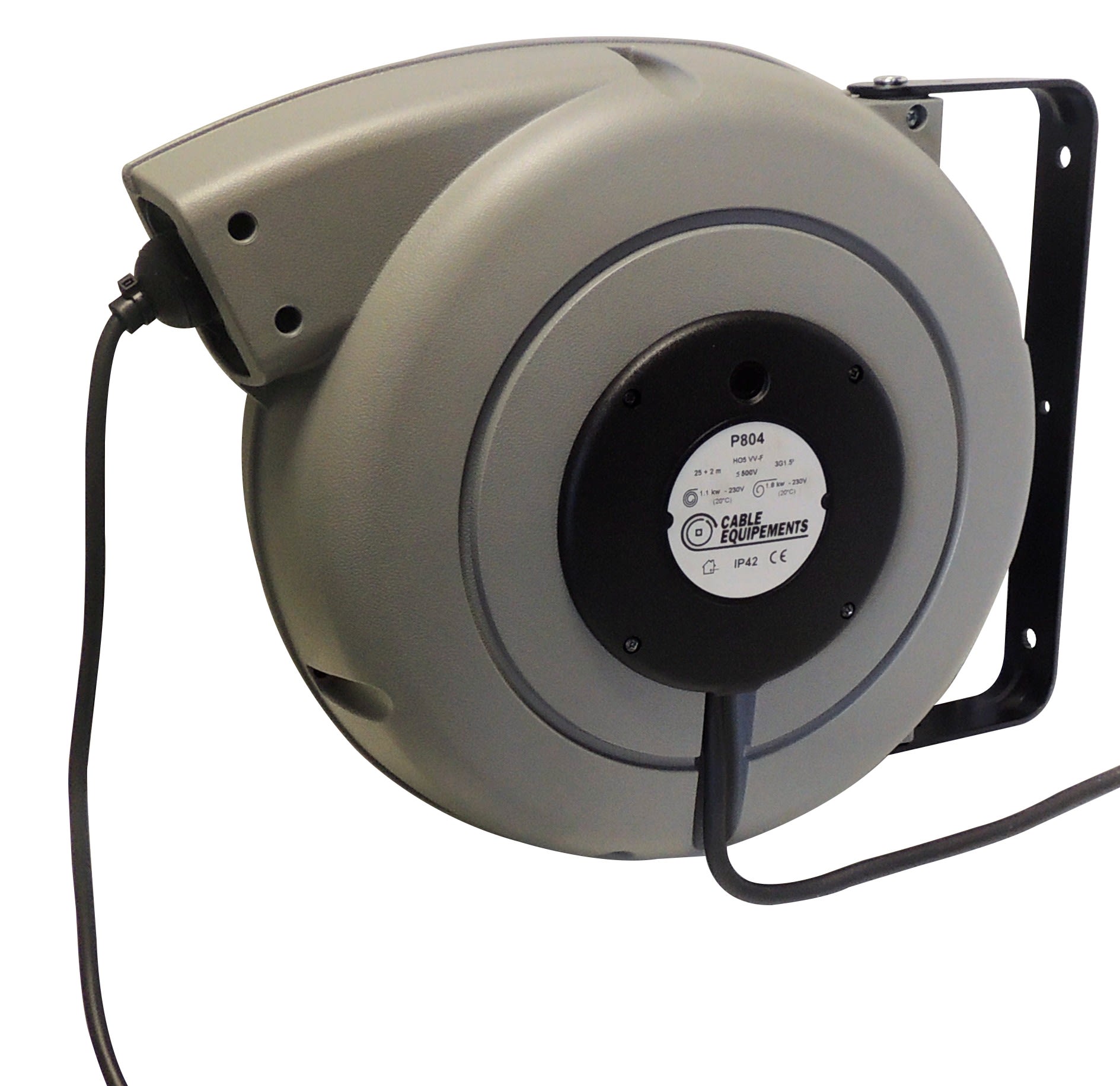 Cable Equipements - P804 : enrouleur à rappel automatique gamme PLT 800 - 25+2m 3G1,5² HO5VV-F -
