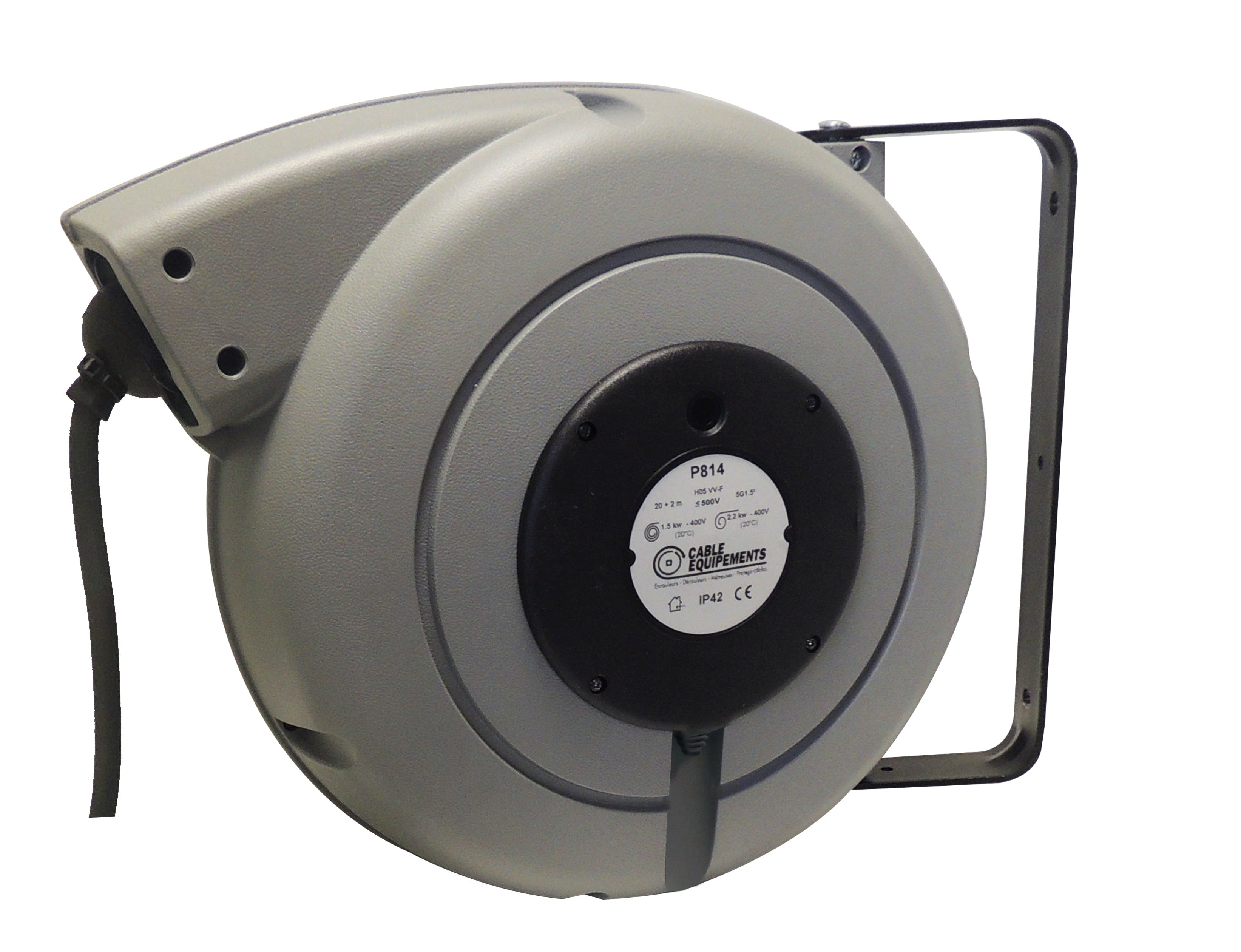 Cable Equipements - P814 : enrouleur à rappel automatique gamme PLT 800 - 20+2m 5G1,5² HO5VV-F -