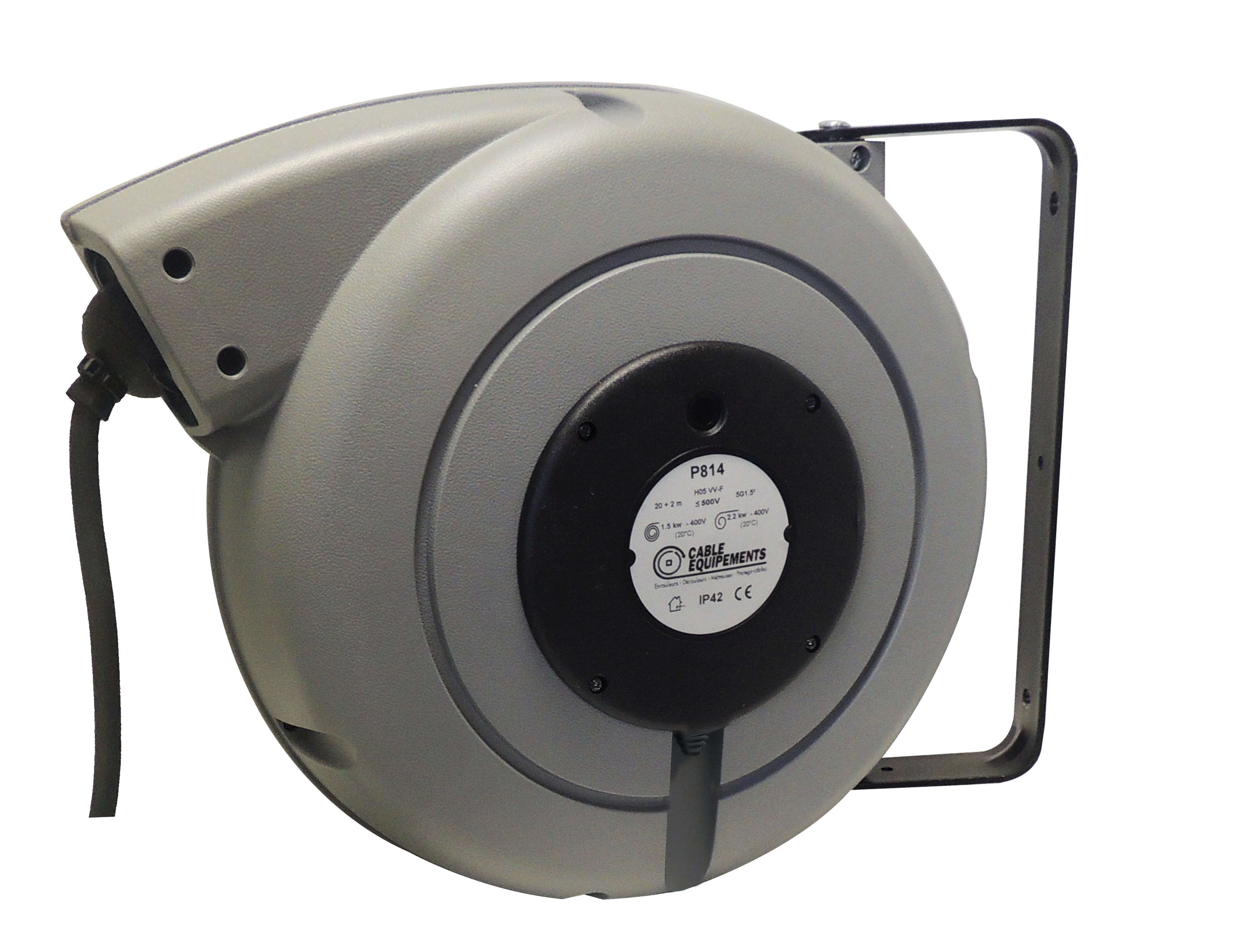 Cable Equipements - P814 : enrouleur à rappel automatique gamme PLT 800 - 20+2m 5G1,5² HO5VV-F -