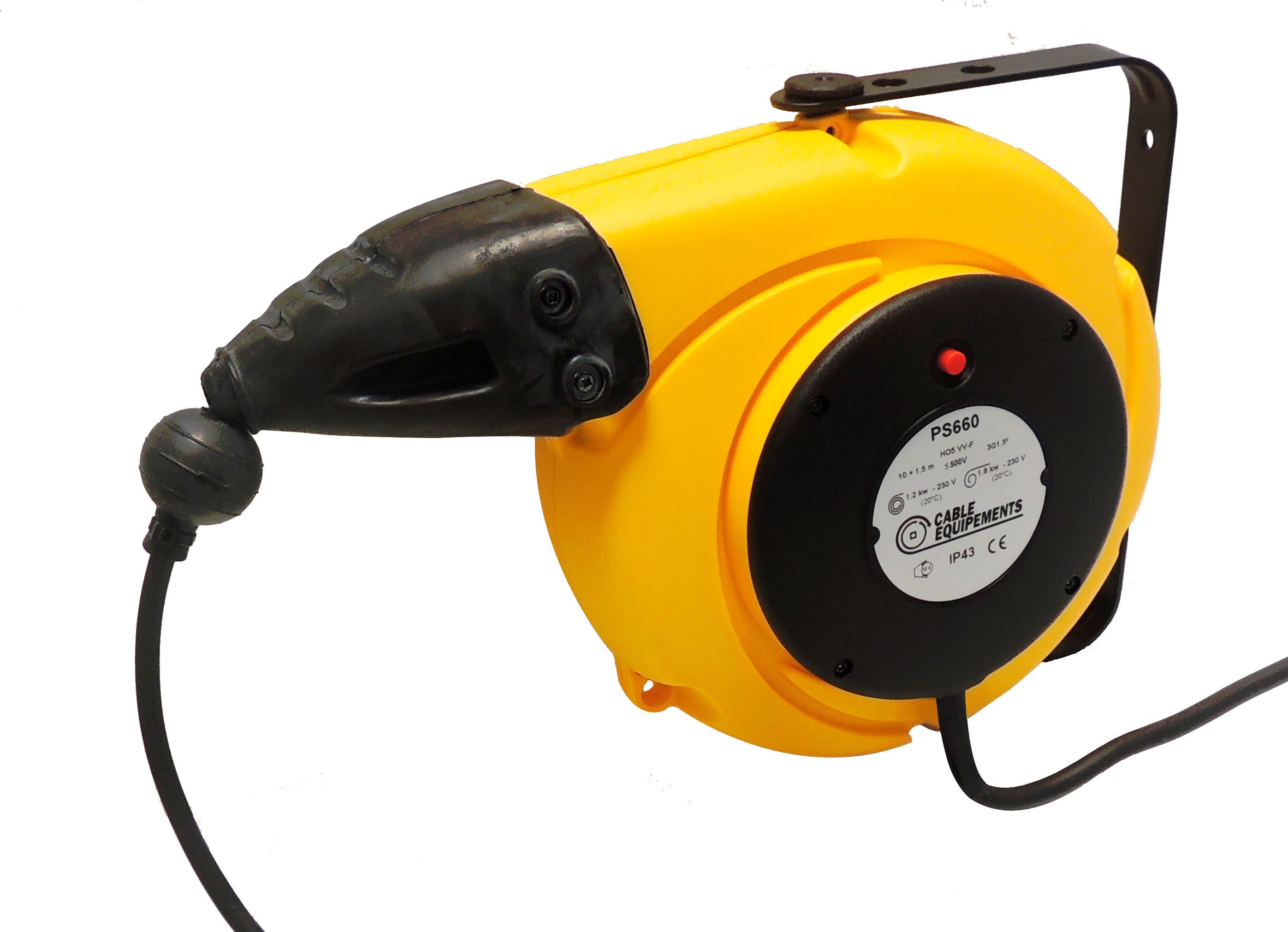 Cable Equipements - PS660 : enrouleur rappel auto PLT 600 S - 10+1.5m 3G1,5² HO5VV-F - IP43 -