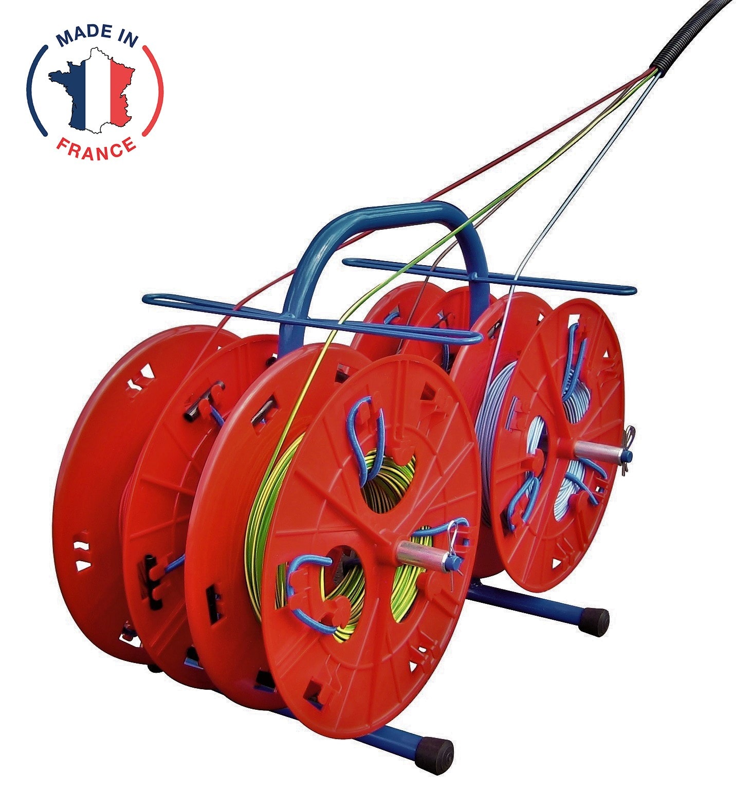Cable Equipements - QUAD : dévidoir portatif pour couronnes de fils, livré avec 4 bobines à sandows