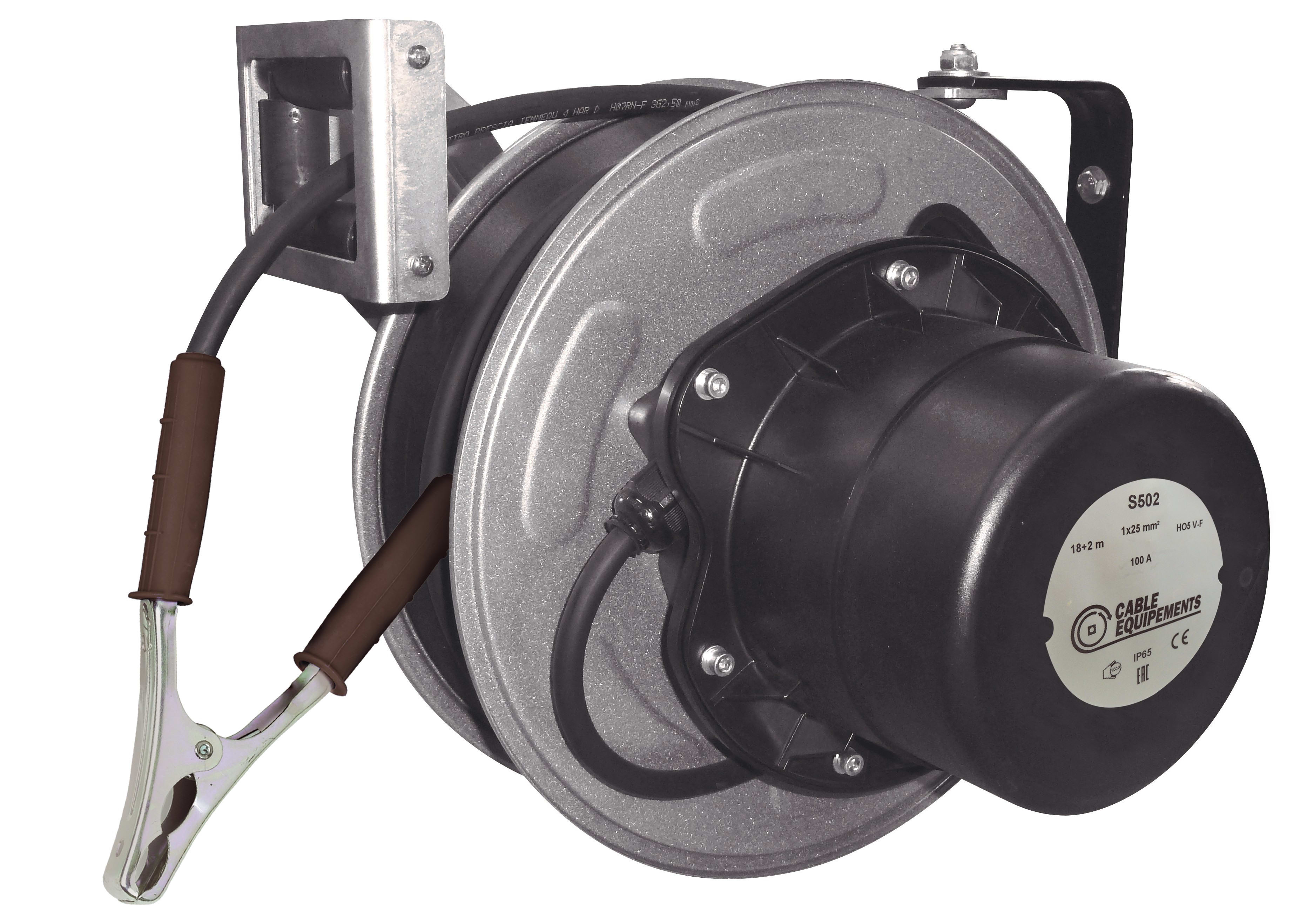 Cable Equipements - Enrouleur automatique - 18+2m 1x25² H05VV-F - Avec bride pivotante et cliquet -
