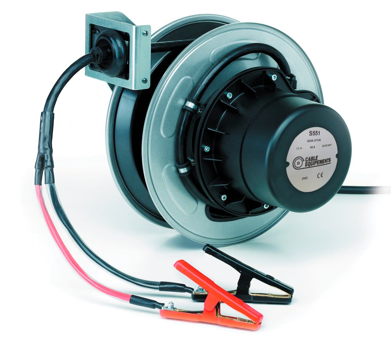 Cable Equipements - Enrouleur automatique charge BATTERIE - 12m 2x20² CF130 - 2 pinces- Sans bride -