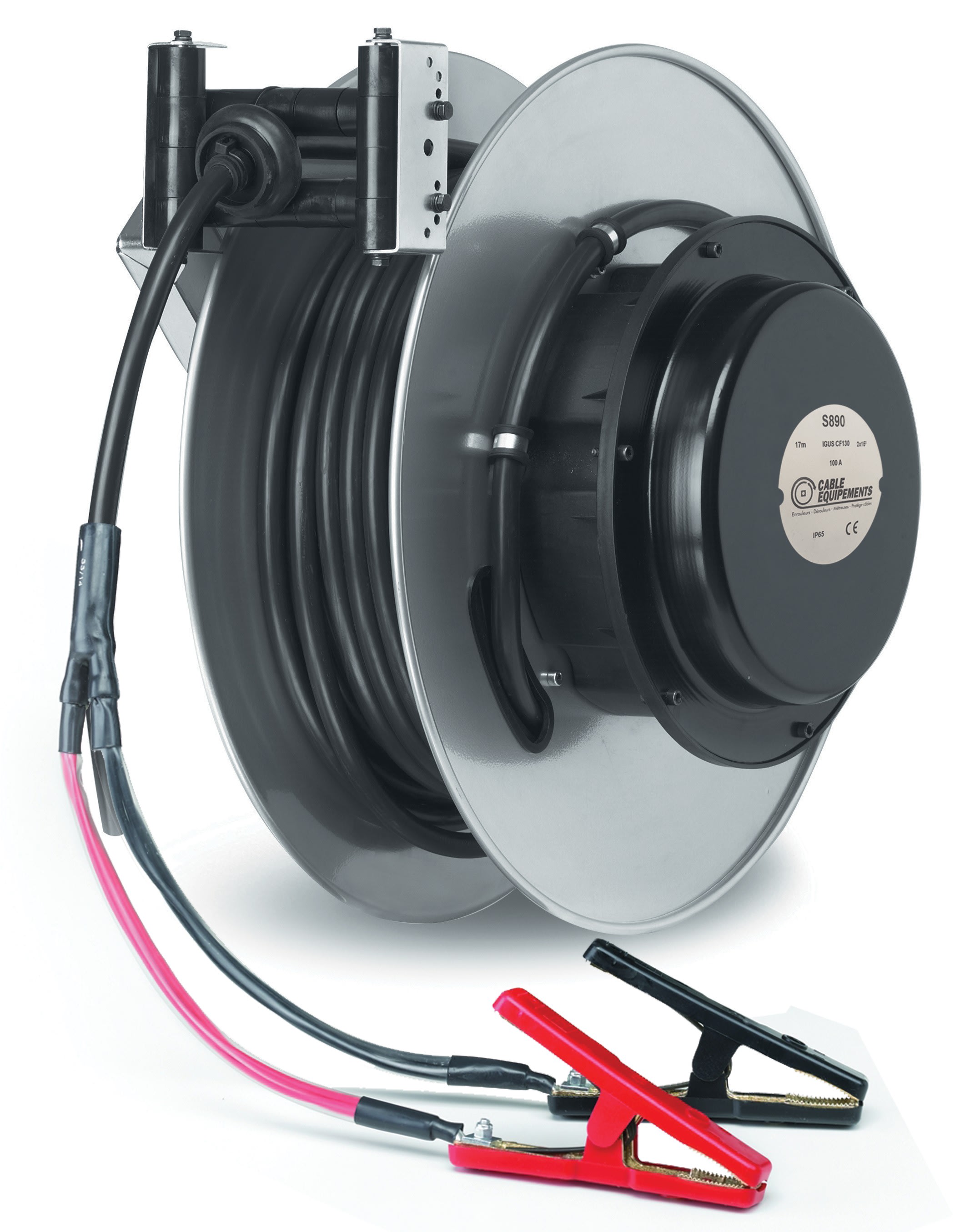 Cable Equipements - Enrouleur automatique pour charge de BATTERIE - 17m 2x32² H05BQ-F - 2 pinces