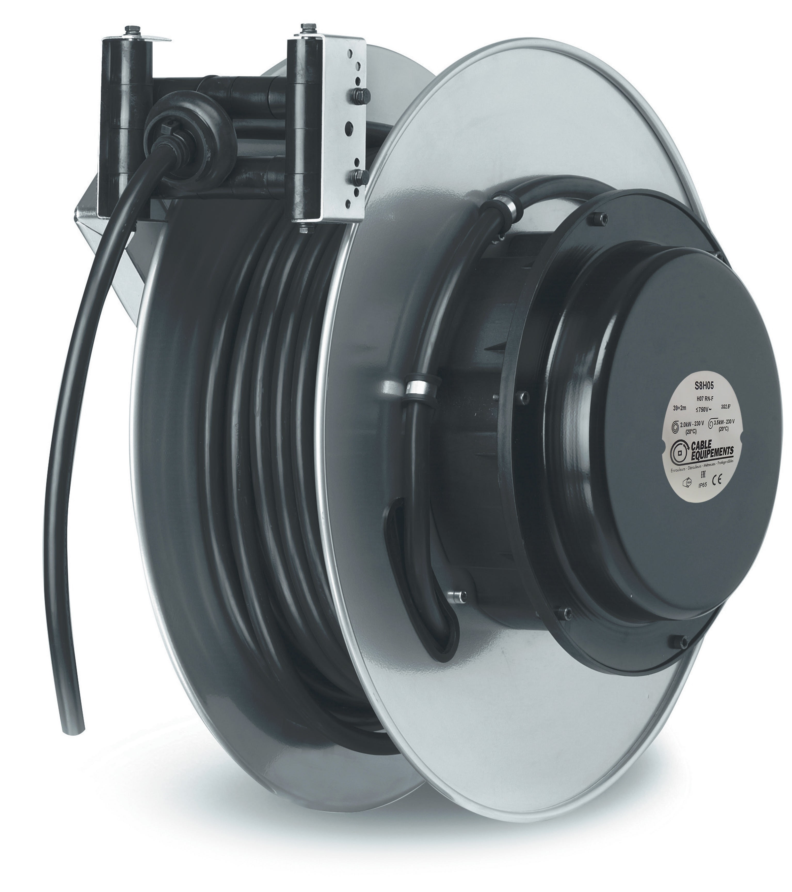 Cable Equipements - Enrouleur automatique - 39+2m 3G2,5² H07RN-F - Bride pivotante ou fixe en option