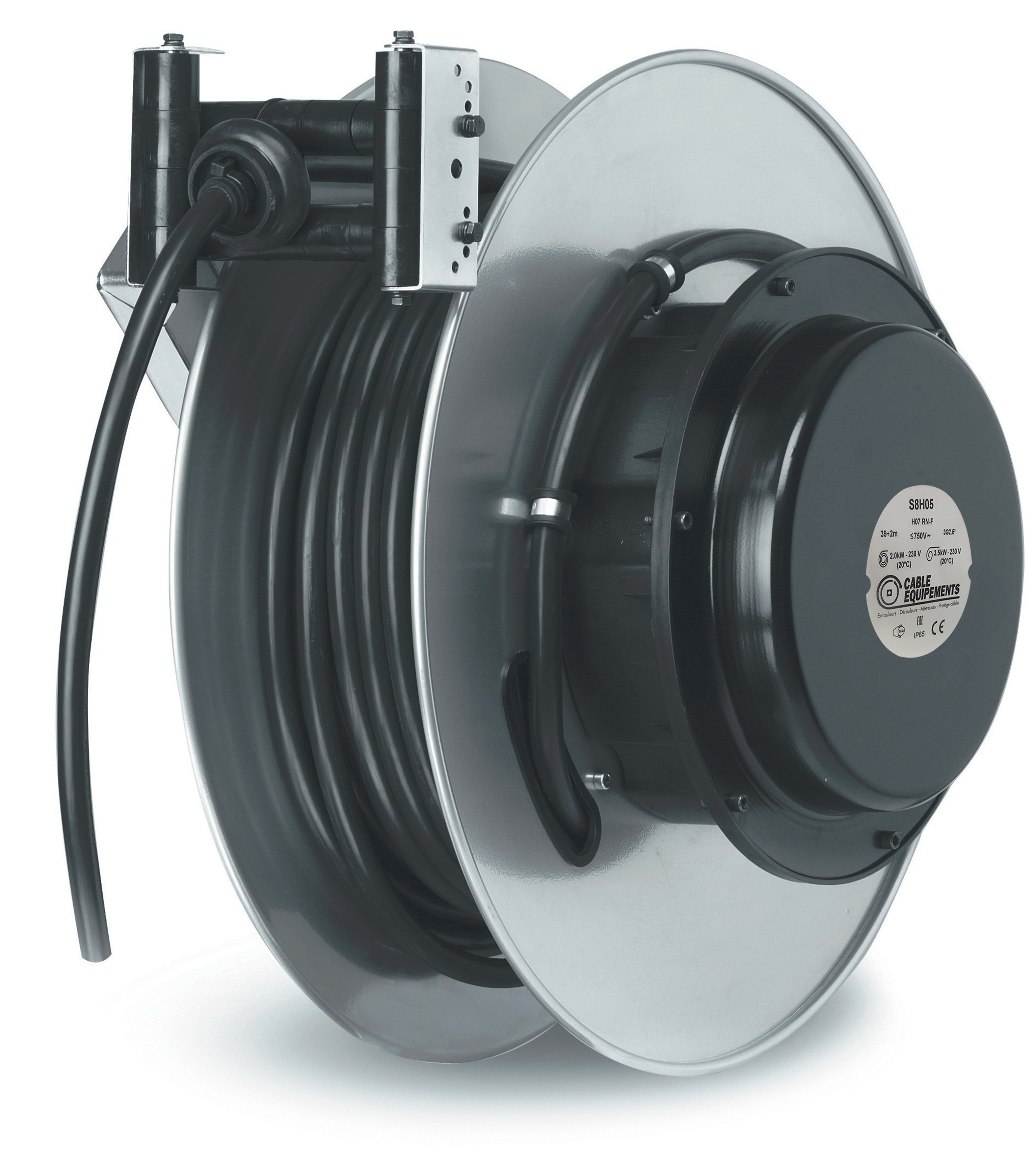 Cable Equipements - Enrouleur automatique - 39+2m 3G2,5² H07RN-F - Bride pivotante ou fixe en option
