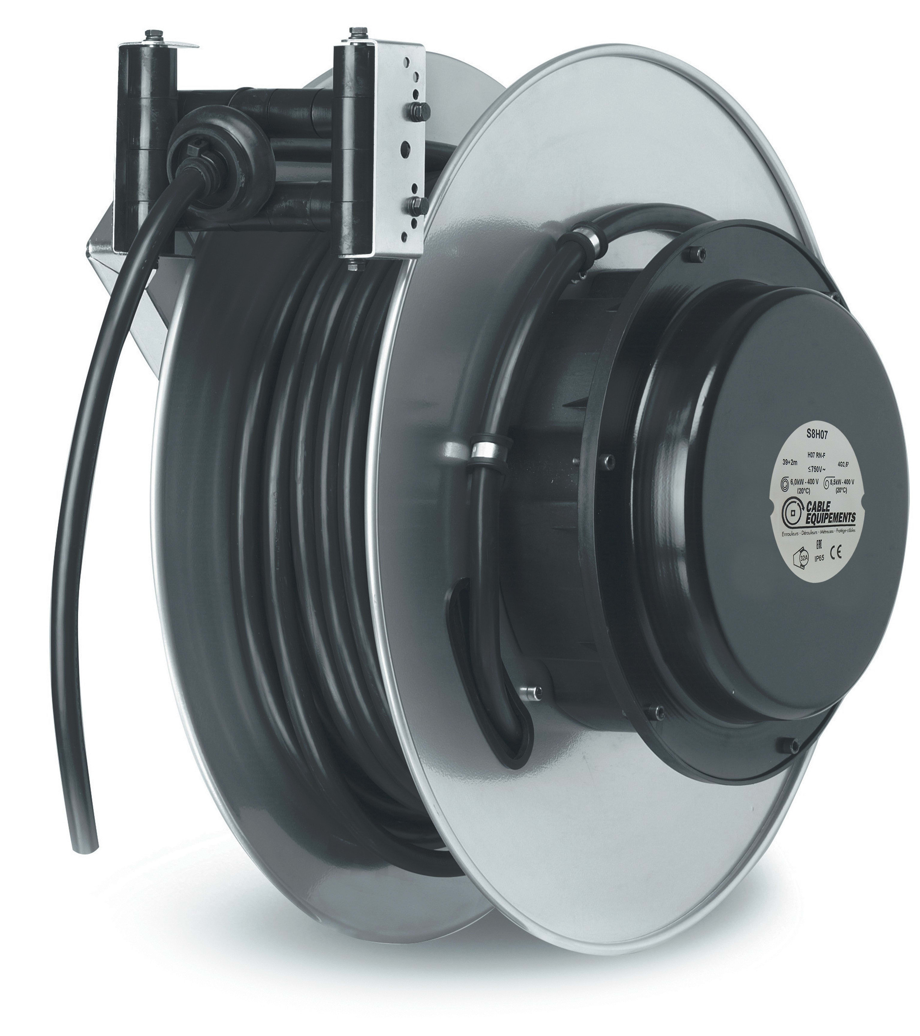 Cable Equipements - Enrouleur automatique - 39+2m 4G2,5² H07RN-F - Bride en option (fixe seulement)