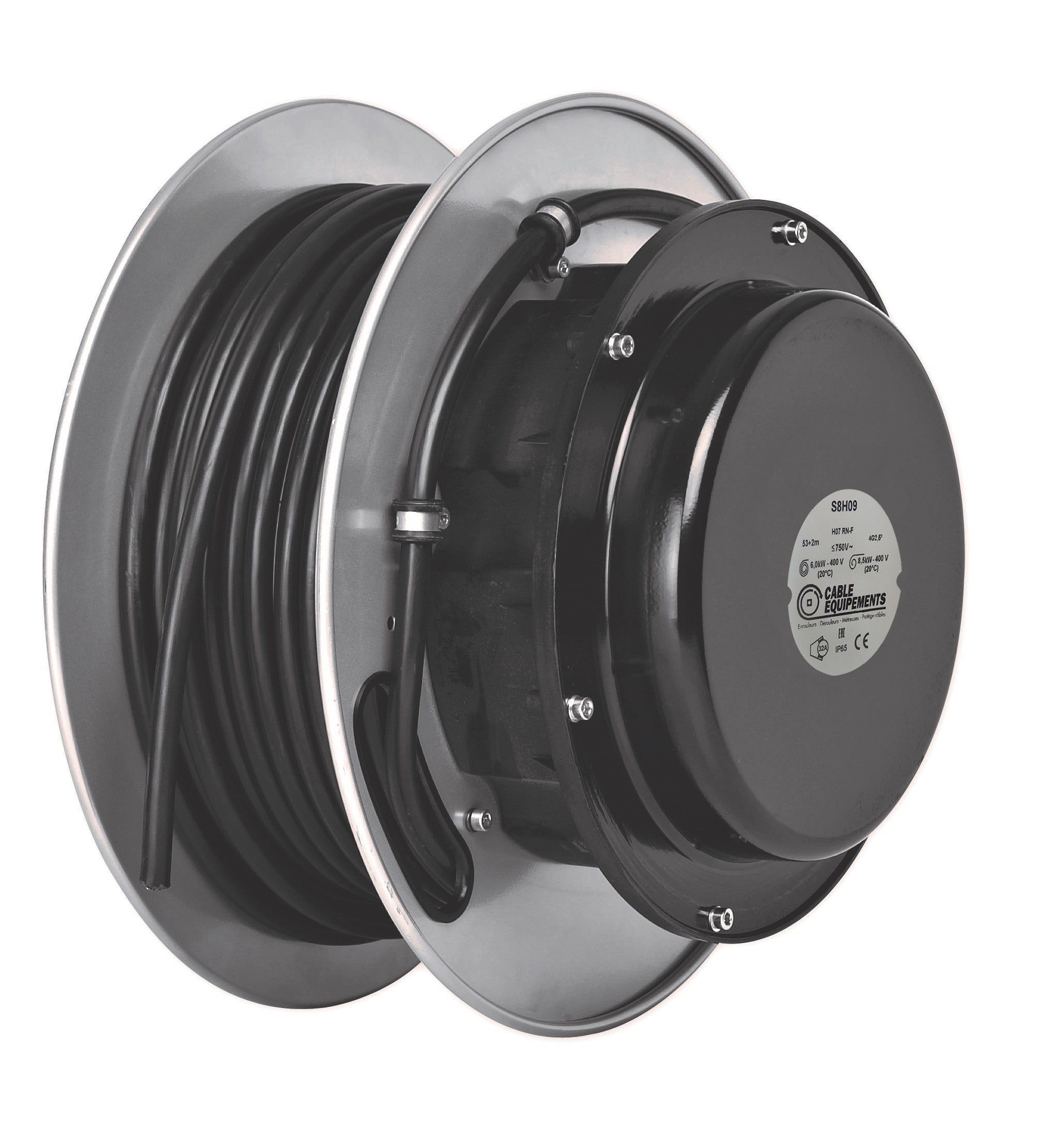 Cable Equipements - Enrouleur automatique - 53+2m 4G2,5² H07RN-F - Bride fixe et guidage en option-