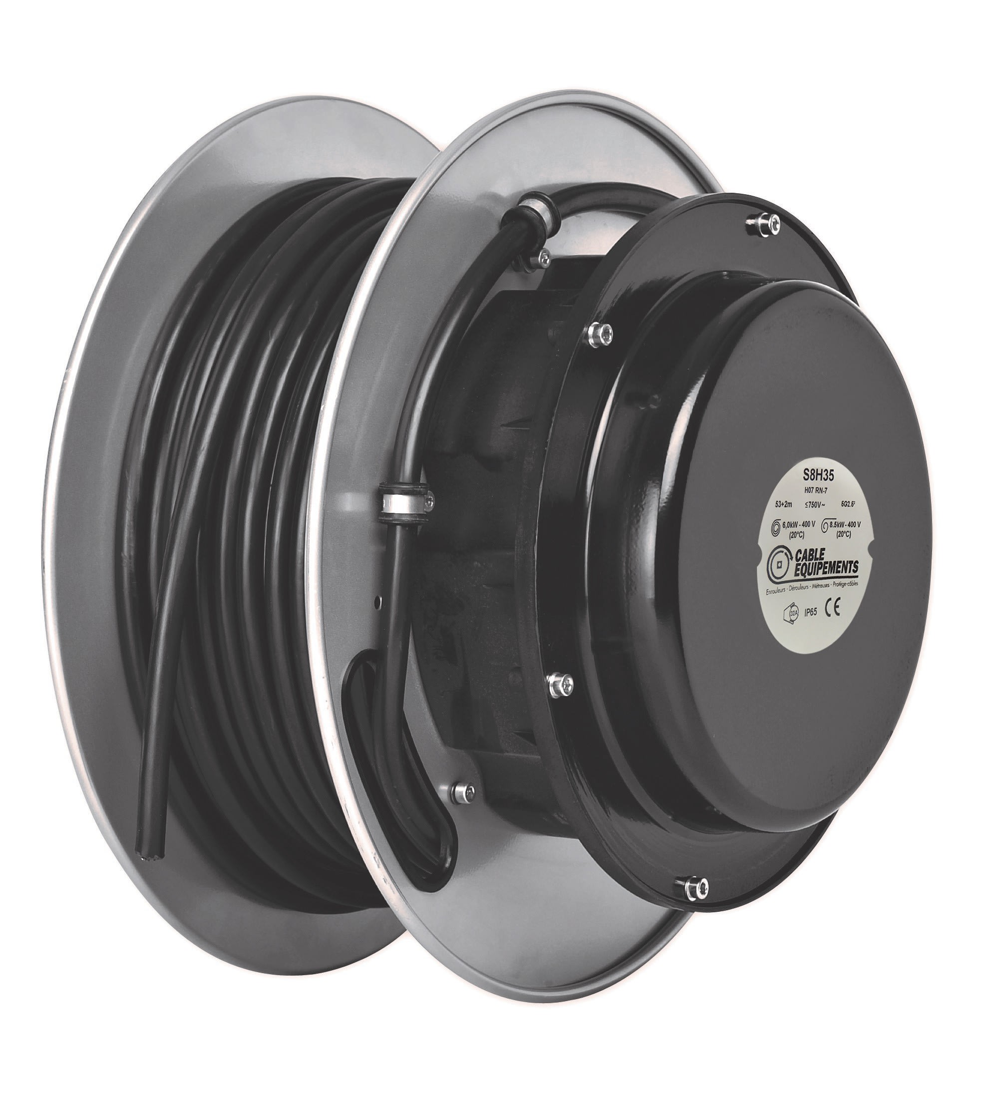 Cable Equipements - Enrouleur automatique - 53+2m 5G2,5² H07RN-F - Bride en option (fixe seulement)