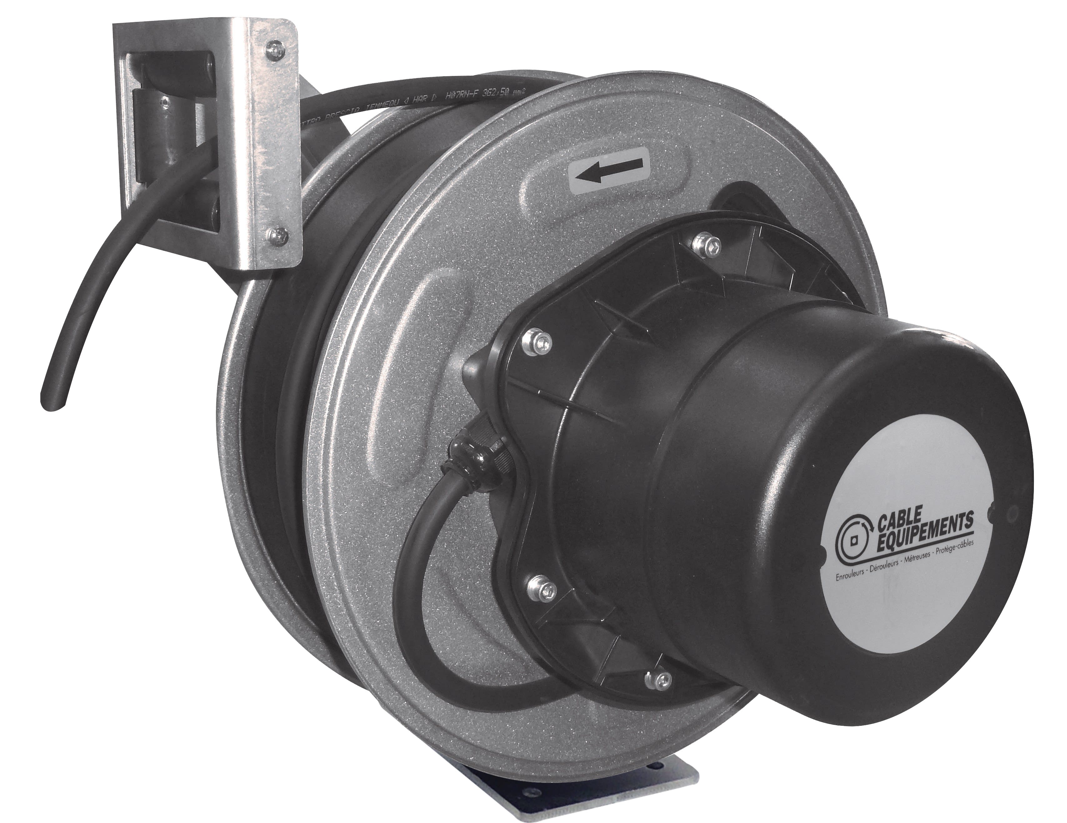 Cable Equipements - Enrouleur automatique - 15+2m 5G1,5² H07RN-F - Avec bride fixe et cliquet -