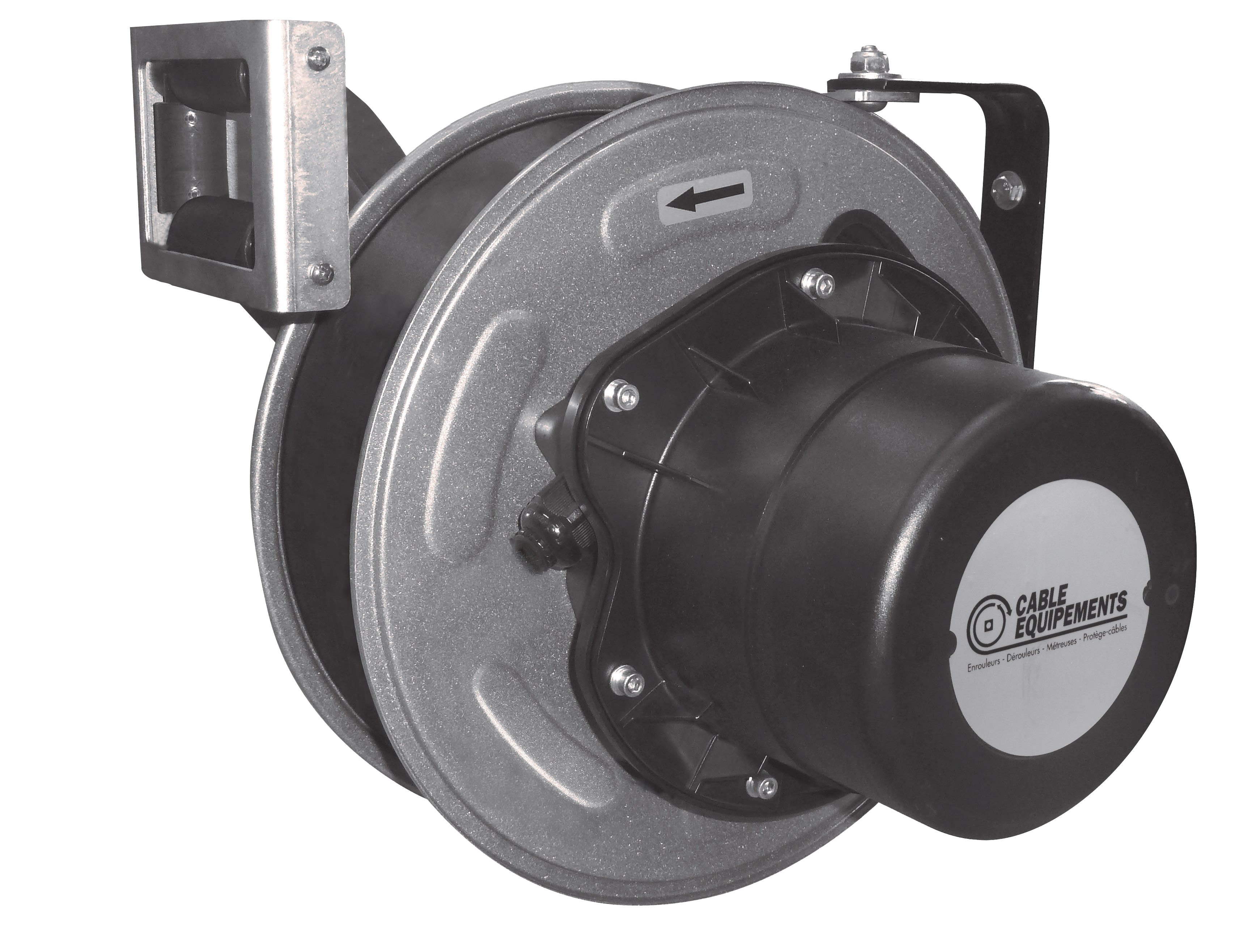 Cable Equipements - Enrouleur automatique - SANS CABLE - Collecteur 50A - Bride pivotante et cliquet