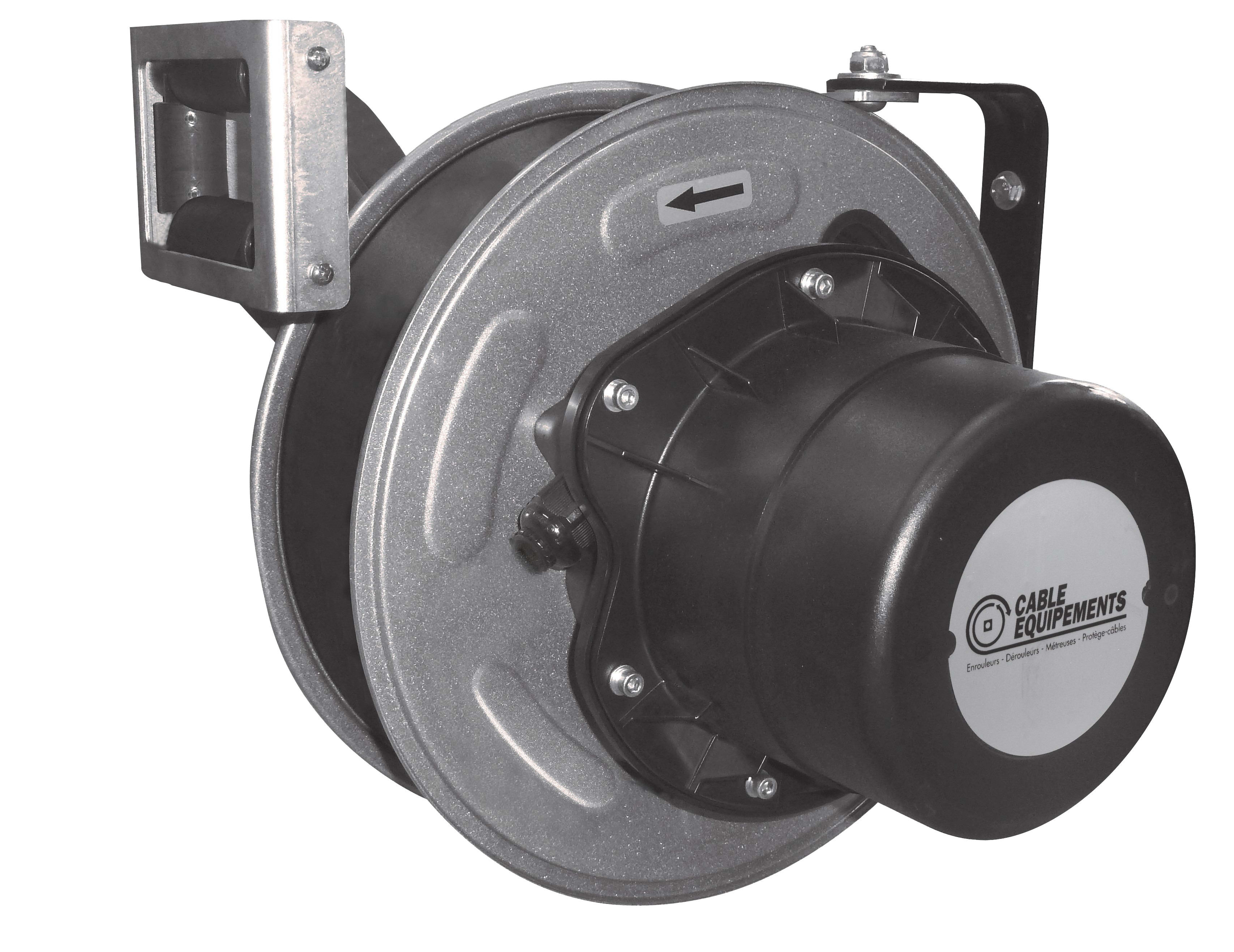 Cable Equipements - Enrouleur automatique - SANS CABLE - Collecteur 20A - Bride pivotante et cliquet