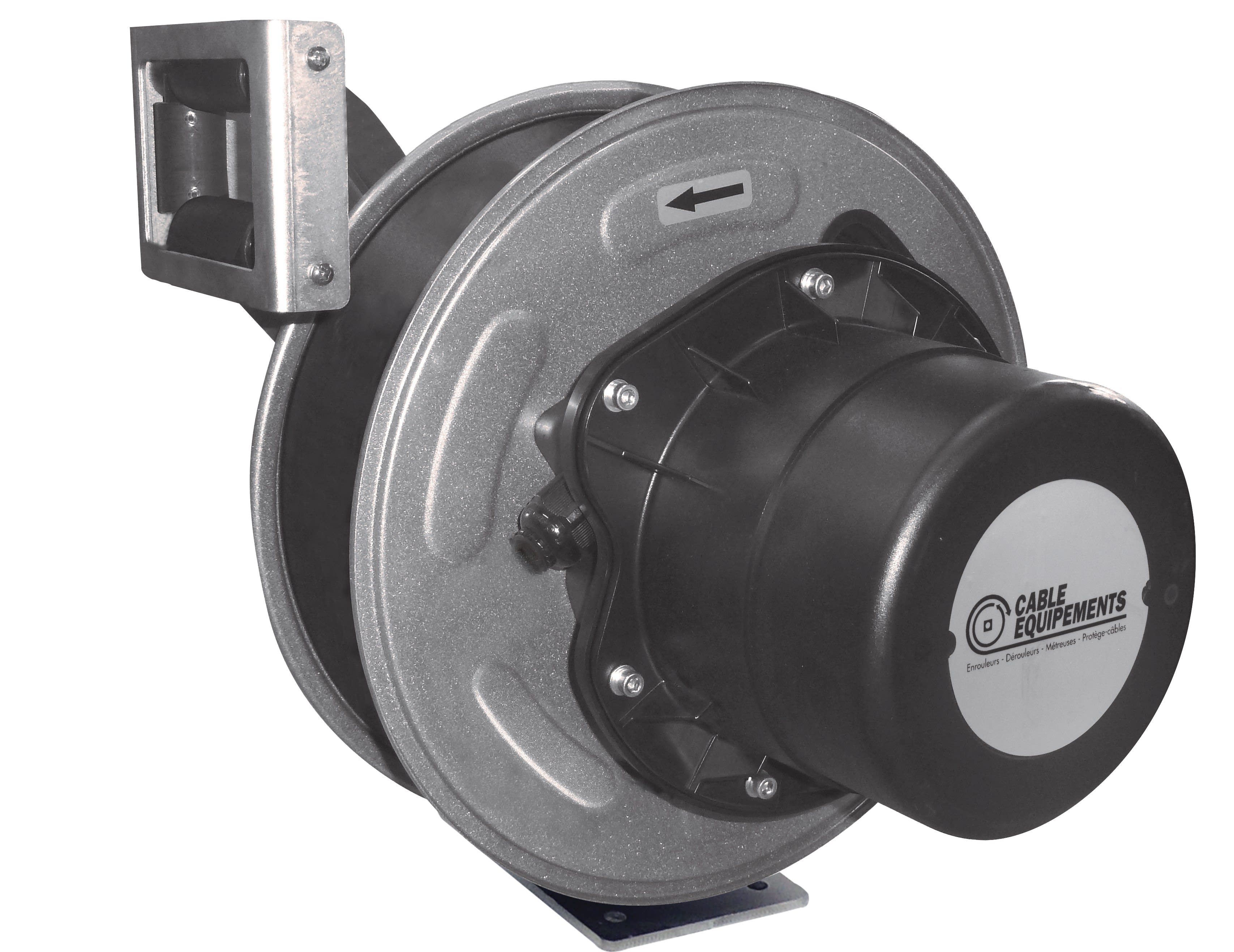 Cable Equipements - Enrouleur automatique - SANS CABLE - Collecteur 50A - Bride fixe et cliquet -