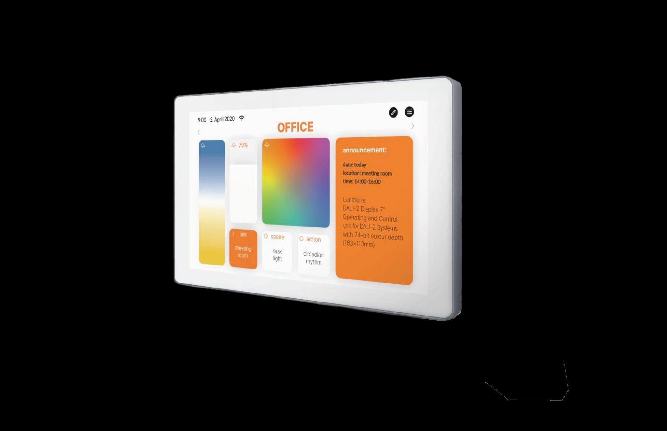 Planlicht - DALI-2 Display 7? Écran tactile blanc LHP 170x110x9,5mm