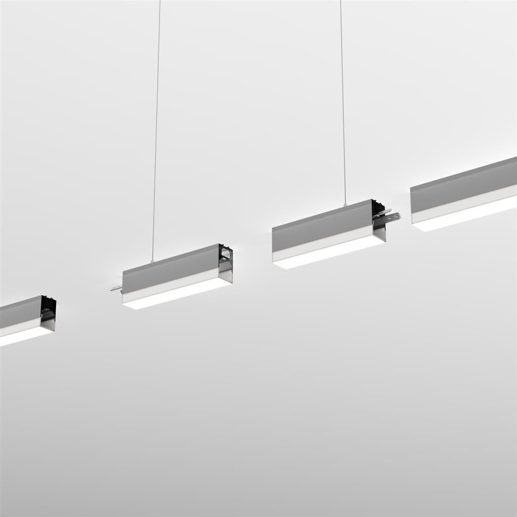 Planlicht - p.thirty susp. segm. lin. argent U 15mm LED LO 3000K 33W 3300lm DALI CRI90 2794m